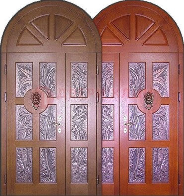 Металлическая арочная дверь со стеклом ДА-28 в коттедж в Красноармейске