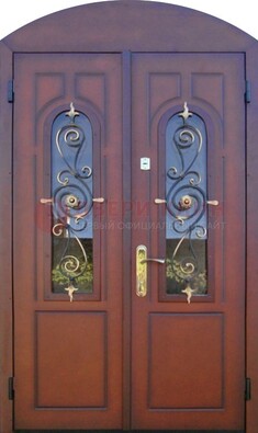 Двухстворчатая стальная дверь Винорит в форме арки ДА-55 в Красноармейске