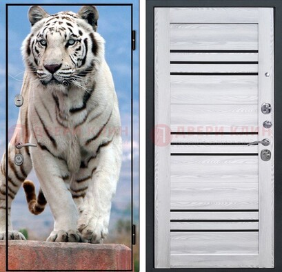 Стальная дверь с фотопечатью тигра ДФ-12 в Красноармейске