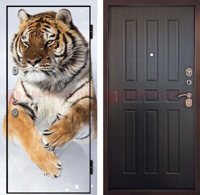 Металлическая дверь с фотопечатью тигра ДФ-1 в Красноармейске