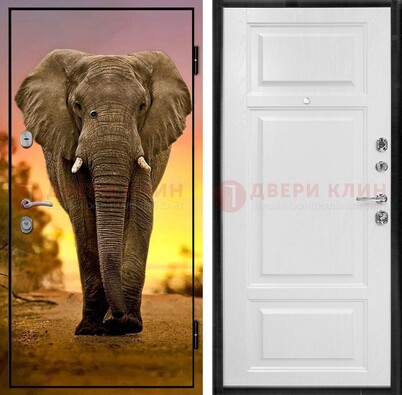 Металлическая дверь с фотопечатью слона ДФ-30 в Красноармейске