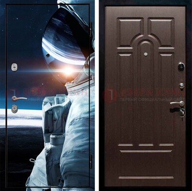 Синяя стальная дверь с фотопечатью ДФ-4 в Красноармейске