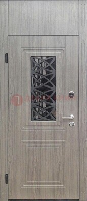 Металлическая дверь Винорит стекло и ковка с фрамугой ДФГ-33 в Красноармейске