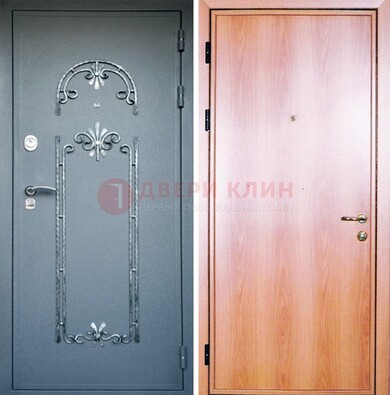 Железная дверь с ковкой ламинат внутри ДК-11 в квартиру в Дмитрове