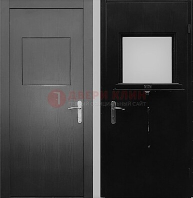 Черная стальная дверь в кассу ламинат внутри ДКС-3 в Красноармейске