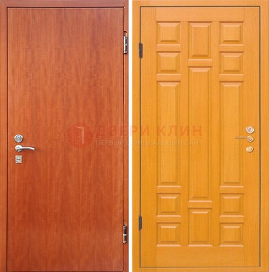 Оранжевая входная дверь с ламинатом МДФ внутри ДЛ-21 в Красноармейске
