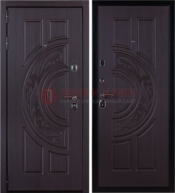 Коттеджная темная стальная дверь с МДФ ДМ-134 в Раменском