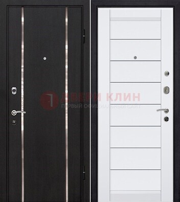 Черная входная дверь с МДФ и декоративными вставками ДМ-143 в Красноармейске