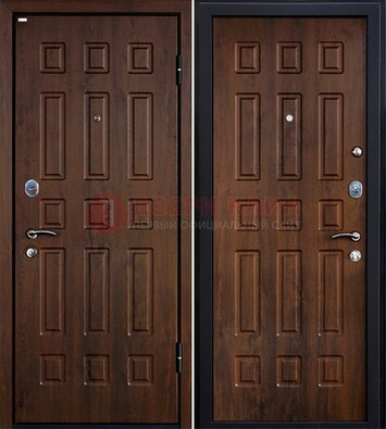 Коричневая металлическая дверь с МДФ ДМ-156 для квартиры в Красноармейске