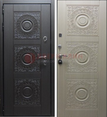Темная стальная дверь с МДФ ДМ-161 для коттеджа в Красноармейске