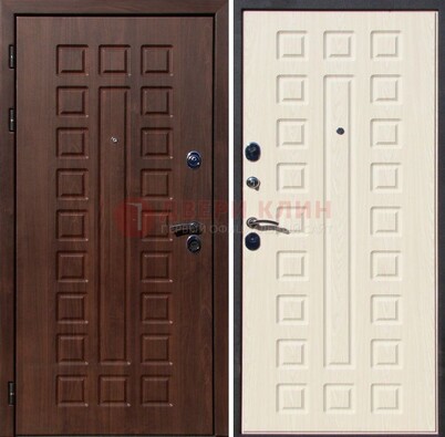 Коричневая стальная дверь с МДФ ДМ-176 для дачи в Красноармейске