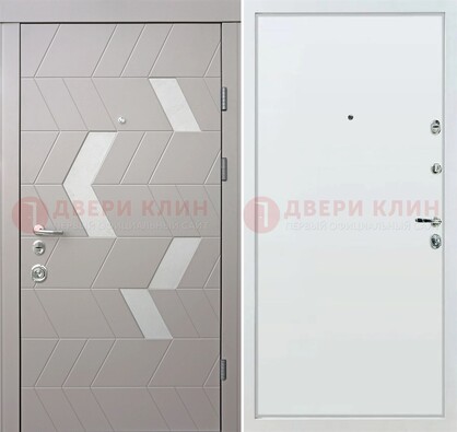 Светлая металлическая дверь с терморазрывом и МДФ панелью ДМ-190 в Красноармейске