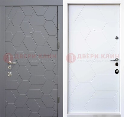 Серая стальная дверь с белой МДФ внутри ДМ-204 в Курске