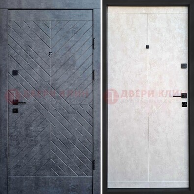 Серая железная дверь с филенчатой МДФ ДМ-217 в Красноармейске