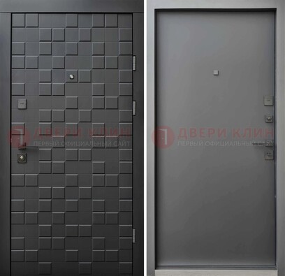 Темная стальная филенчатая дверь с МДФ ДМ-221 в Красноармейске