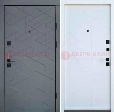 Серая металлическая дверь МДФ с узором  ДМ-224 в Красноармейске