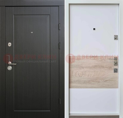 Черная металлическая дверь с белой МДФ внутри ДМ-230 в Красноармейске