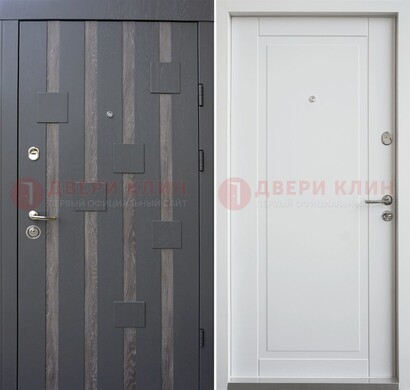 Темная металлическая дверь c белом МДФ внутри ДМ-231 в Красноармейске