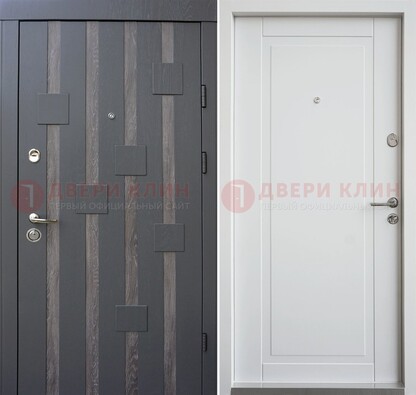 Темная металлическая дверь c белом МДФ внутри ДМ-231 в Красноармейске