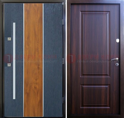 Современная входная дверь и с коричневой МДФ внутри ДМ-236 в Красноармейске