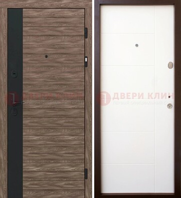 Коричневая входная дверь с черной вставкой МДФ ДМ-239 в Красноармейске