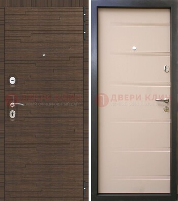 Светлая железная дверь c фрезерованной МДФ ДМ-248 в Красноармейске