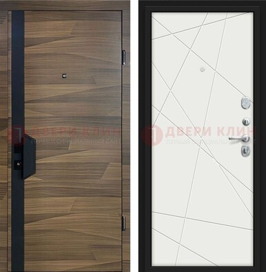 Стальная коричневая дверь МДФ c черной вставкой ДМ-267 в Красноармейске