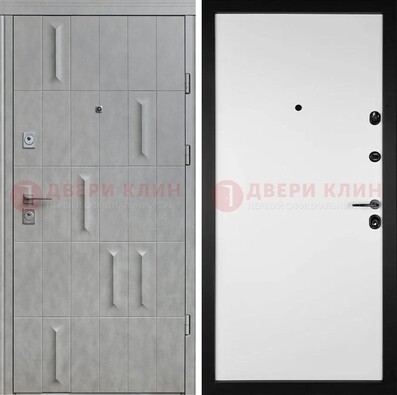 Серая стальная дверь с рисунком МДФ и внутри Белый ясень ДМ-280 в Красноармейске