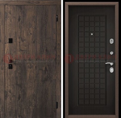 Металлическая коричневая дверь с МДФ темным внутри ДМ-286 в Красноармейске