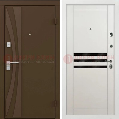 Стальная коричневая дверь с МДФ панелями ДМ-293 в Красноармейске