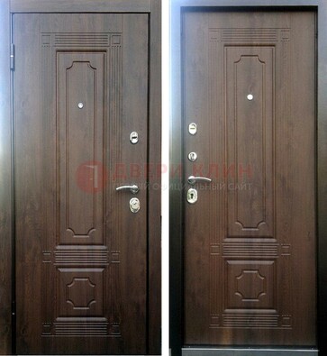 Коричневая металлическая дверь с МДФ ДМ-32 на дачу в Красноармейске