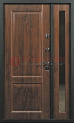 Темная железная дверь с панелью МДФ с зеркалом ДМ-338 в Красноармейске