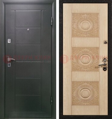 Темная железная дверь с МДФ в квартиру ДМ-344 в Красноармейске