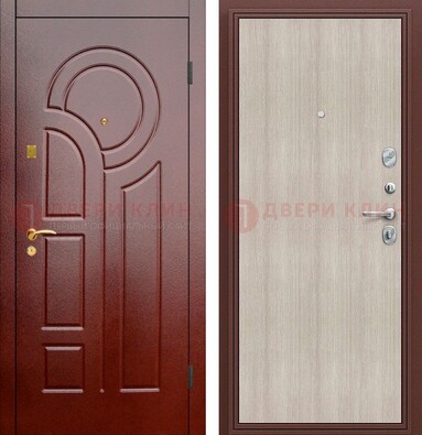 Красная металлическая дверь с МДФ панелями ДМ-368 в Красноармейске