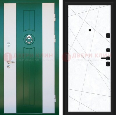 Зеленая железная дверь с панелями МДФ ДМ-369 в Красноармейске