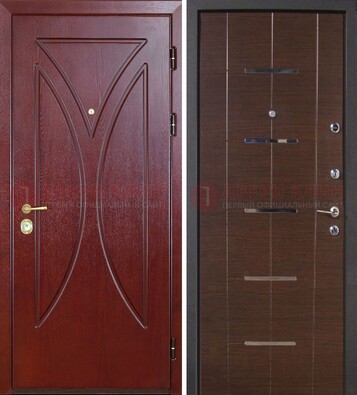 Темно-красная железная дверь с МДФ ДМ-370 в Красноармейске