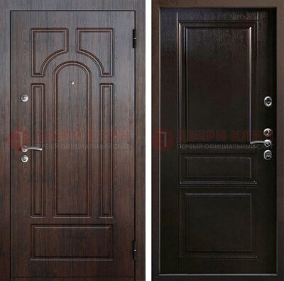 Железная дверь с коричневыми панелями МДФ ДМ-382 в Красноармейске