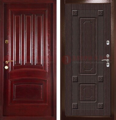 Красная стальная дверь с филенчатой МДФ ДМ-398 в Красноармейске
