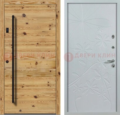 Металлическая дверь с МДФ в светлом цвете ДМ-412 в Красноармейске
