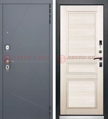 Серая железная дверь с панелями МДФ ДМ-422 в Твери
