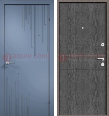Синяя металлическая дверь МДФ в квартиру ДМ-434 в Красноармейске