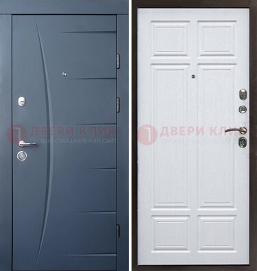 Темно-синяя стальная дверь МДФ белая внутри ДМ-435 в Красноармейске
