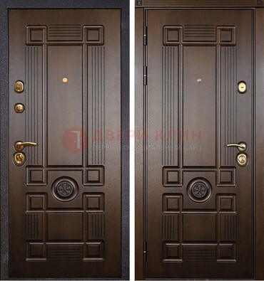 Квартирная коричневая железная дверь с МДФ ДМ-45 в Красноармейске