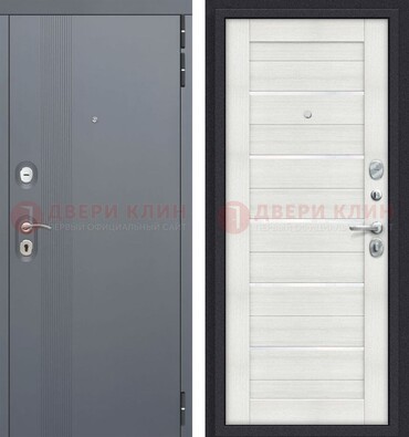 Железная дверь с серой и белой МДФ ДМ-462 В Ижевске