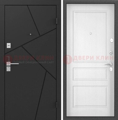Черная металлическая дверь с белой МДФ внутри ДМ-465 в Красноармейске