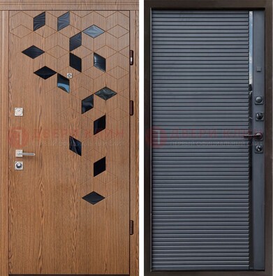 Квартирная стальная дверь МДФ хайтек с узором ДМ-468 в Красноармейске