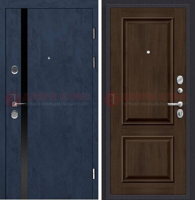 Синяя входная дверь МДФ с обеих сторон ДМ-473 в Красноармейске