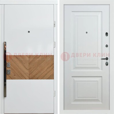Белая железная дверь с МДФ в квартиру ДМ-476 в Красноармейске