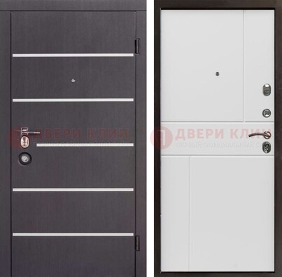 Темная стальная дверь с белыми вставками с МДФ ДМ-482 в Красноармейске
