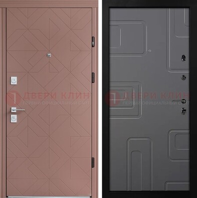 Красная стальная дверь в квартиру с МДФ хайтек ДМ-493 в Мурманске